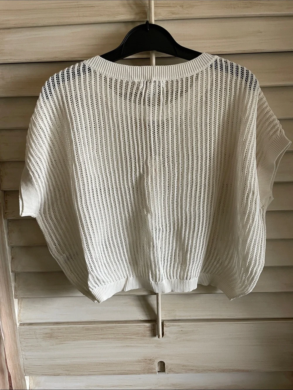 NWT Spanner - White Open-Knit Crop Top Sweater SzL - Picture 4 of 13